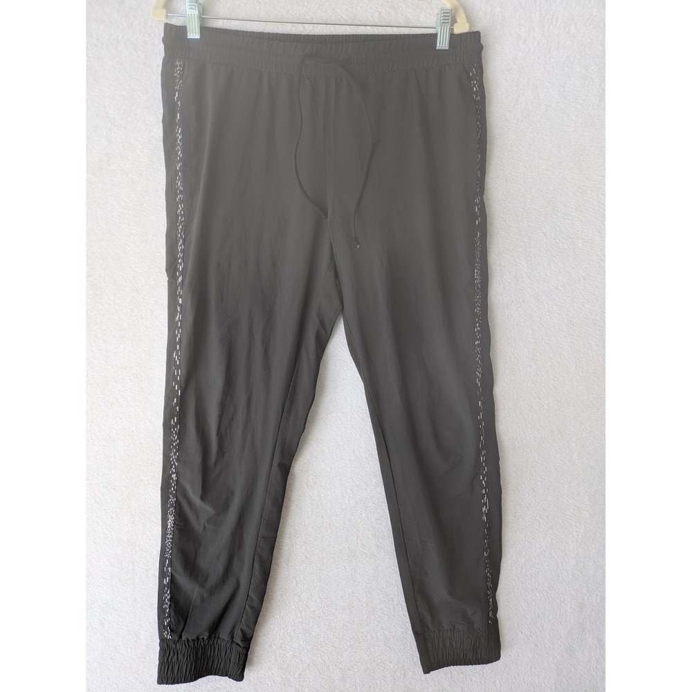 Fabletics Joggers Women's Medium Black Side Stripe Drawstring Activewear